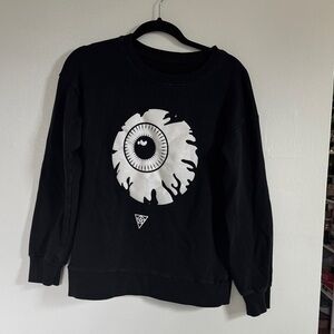 Black sweatshirt with eyeball graphic